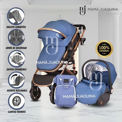 Coche Maleta con Portabebé 3 en 1 «THORINE PLUS» Blue