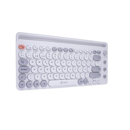 Teclado Wireless TEROS TE-4070S 2.4GHz bluetooth 5.2 80 teclas blanco