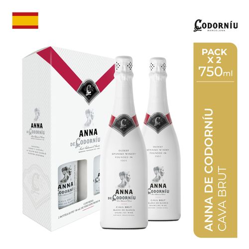 Espumante CODORNIU Cava Anna Botella 750ml Paquete 2un