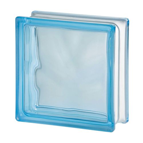Bloque de Vidrio Wave Azur 19x19x8cm Seves Glassblock