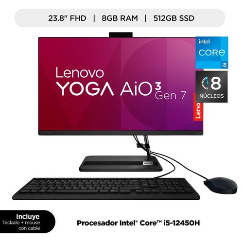 All in One LENOVO Ideacentre AIO 3 24IAP7 23.8" Intel Core i5-12450H 8GB 512GB SSD