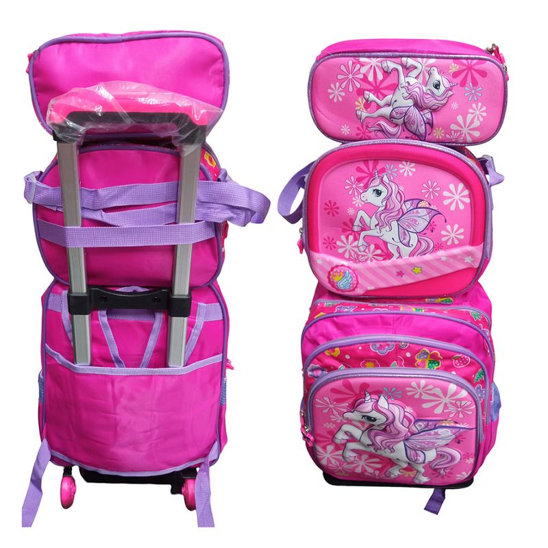 Set-de-mochila-para-niñas-4-pcs-con-base-de-ruedas-3D-