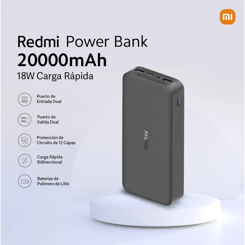 Cargador-Portatil-Xiaomi-Redmi-Power-Bank-20000mAh-Carga-Rapida-18W-