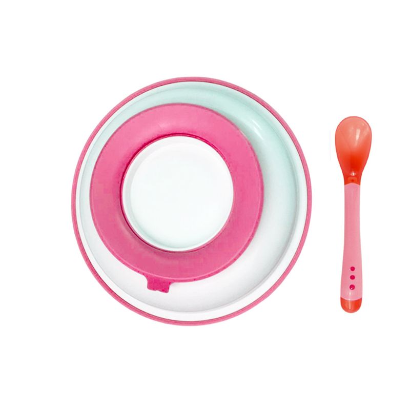 Pack-Babero-Buho-y-Set-Plato-Termico-Fucsia-para-bebe
