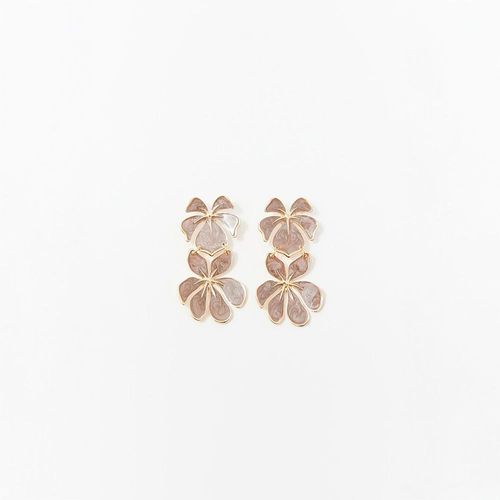 Aretes Sfera Mujer Flor Taupe