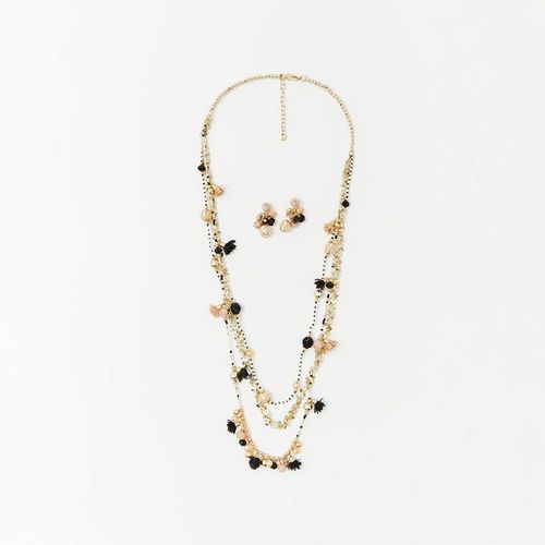 Set de Collar y Aretes Sfera Mujer Lentejuelas Oro