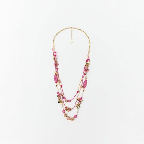 Collar Sfera Mujer Vueltas Borlas Rosa