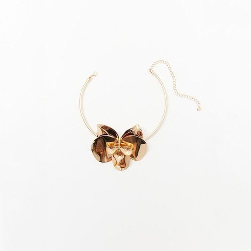 Collar Choker Sfera Mujer Rígido Flor Oro