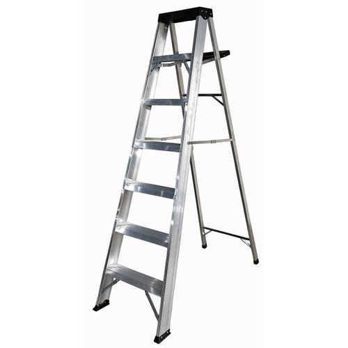 Escalera Tijera 7 Pasos Werken Aluminio Plata