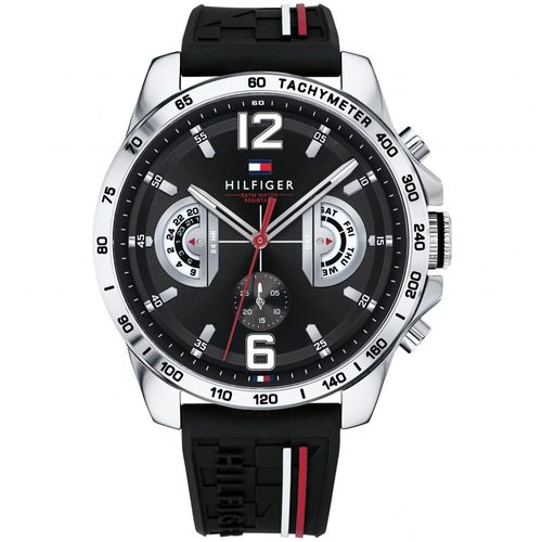 Reloj Tommy Hilfiger Decker 1791473 Multifuncional Acero Inoxidable Correa Silicona Negro