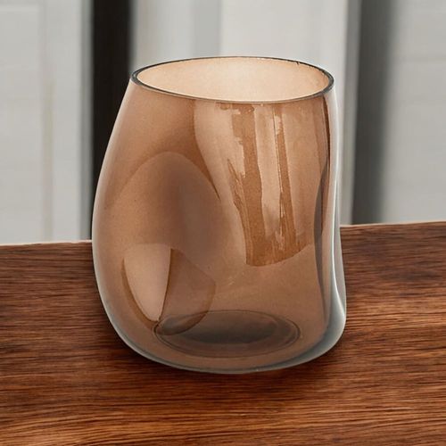 Jarrón de Cristal Marrón Bravi 16cm Otoño