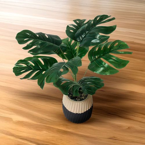Planta Artificial con Maceta Cemento 34cm Otoño Orange
