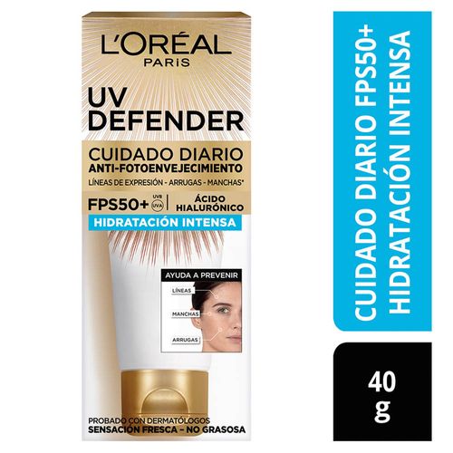 Protector Solar Anti Edad UV Defender L'Oréal Paris Skin Care FPS 50+ Hidratante - Tubo 40 ML