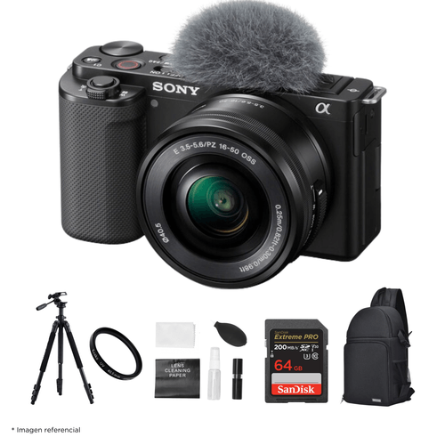Cámara Sony ZV-E10 Mirrorless + Lente 16-50mm + Kit Ultimate