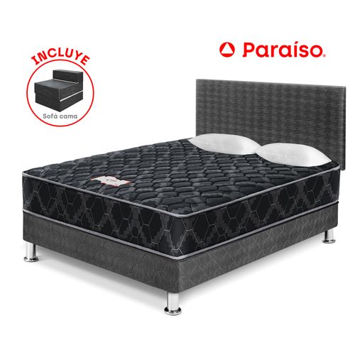 Juego de Dormitorio PARAISO Consul Black Me 2 Plazas + Sofa