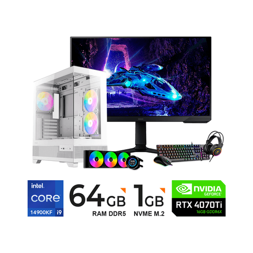 PC INTEL CORE I9-14900KF / 64GB RAM DDR5  / 1TB SSD M.2/ RTX 4070 TI SUPER / FUENTE 1000W / MONITOR