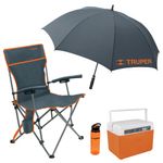 Combo-Silla-de-playa-camping-plegable-sombrilla-y-cooler