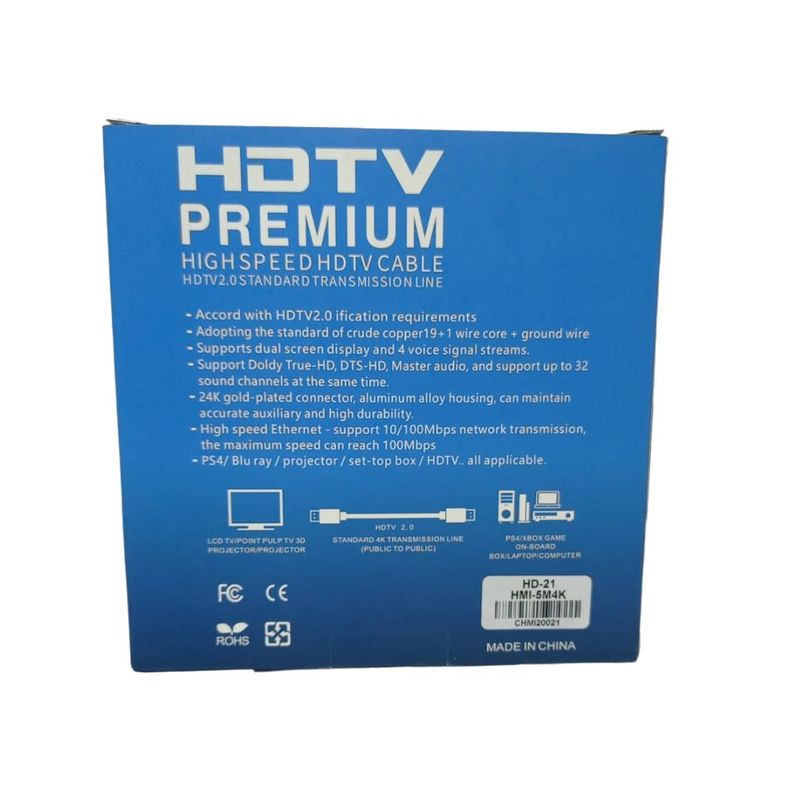 Cable-Hdmi-5m-20v-4k-Premium-Alta-Velocidad-3d-2160p-60hz