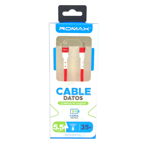 Cable Tipo C a Tipo C Romax 35W Carga Rápida Xiaomi ZTE Rojo