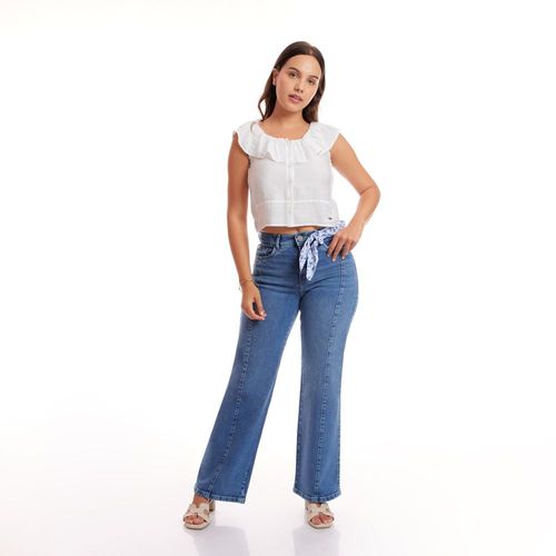 Jean Mujer Straight Dorada Metal