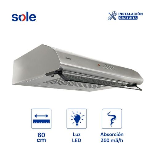 Campana Convencional Sole Atenea 1 Motor Acero Inoxidable 60cm