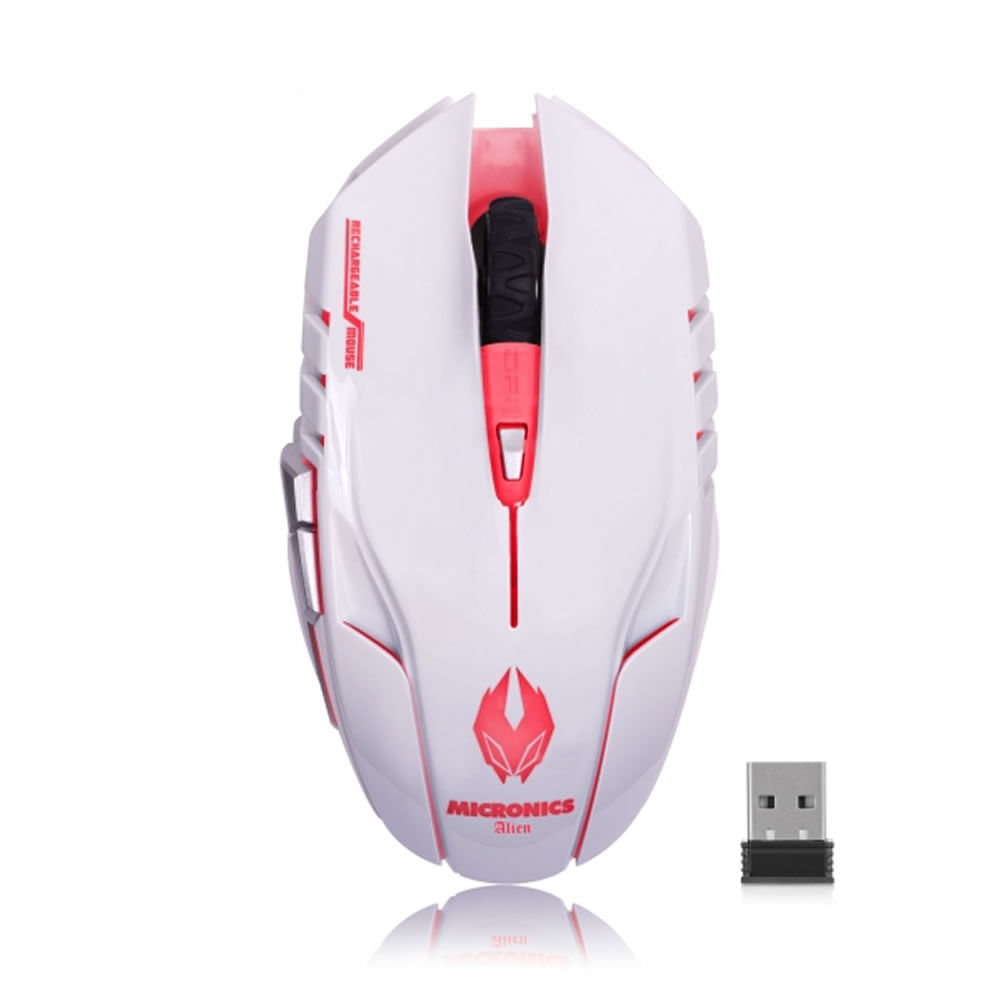 Mouse Gamer Recargable Inalámbrico Alien Blanco Shopstar