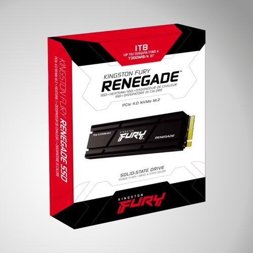 Unidad de estado sólido M.2 Kingston FURY Renegade PCIe 4.0 X4 NVMe M.2 SSD con disipador 1TB