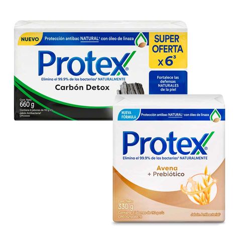 Pack Jabón en Barra PROTEX Carbón Detox 6x110g + Jabón en Barra PROTEX Avena 3x110g