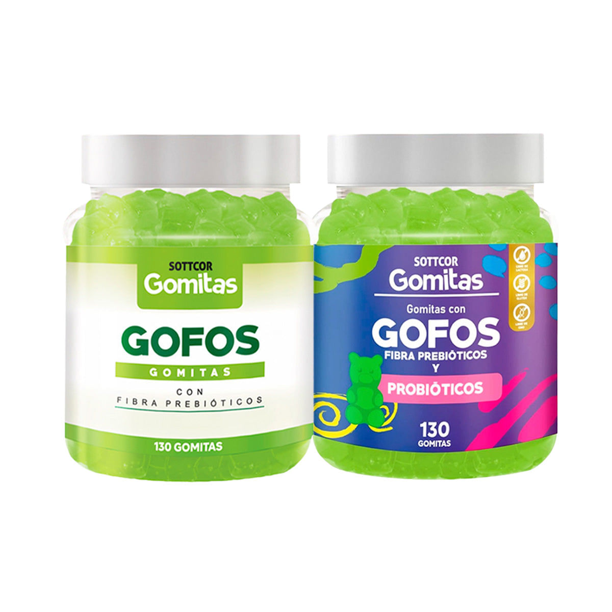 Duo Gomitas Gofos Niños Con Fibra + Gofo Con Fibra Adulto Sottcor