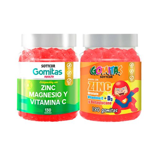Duo Gomitas Zinc Orotate Niños + Zinc Adulto Sottcor