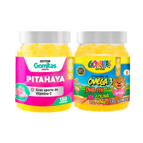 Gomitas Adulto Pitahaya + Gomitas Omega Para Niños