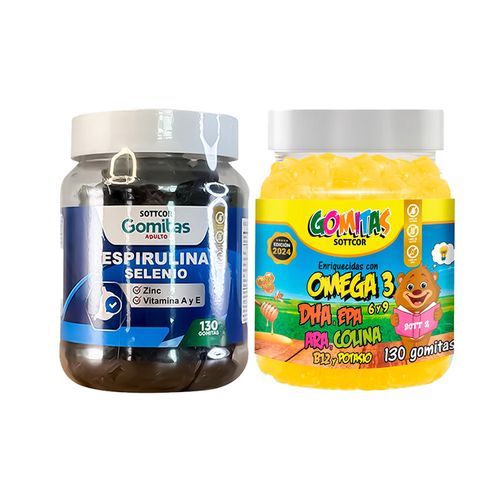 Gomitas con Espirulina Selenio +Gomitas Omega Para Niños