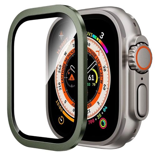 Case Protector de pantalla De Acero Verde Y Vidrio Templado Para Apple Watch Ultra Ultra 2