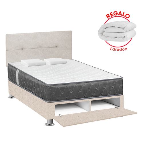 Juego de Dormitorio FORLI Sabanera Beige Acqua 2 Plazas + Edredón