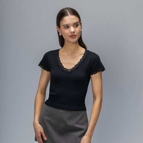 Polo Mujer Encaje Manga Corta Hypnotic