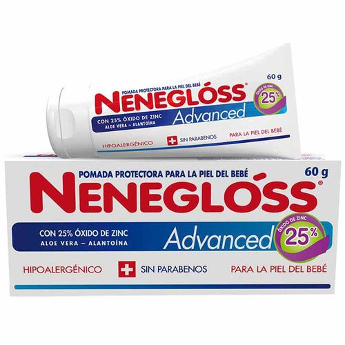 Pomada Protectora para la Piel del Bebé NENEGLOSS Advances 25% Óxido de Zinc Tubo 60g