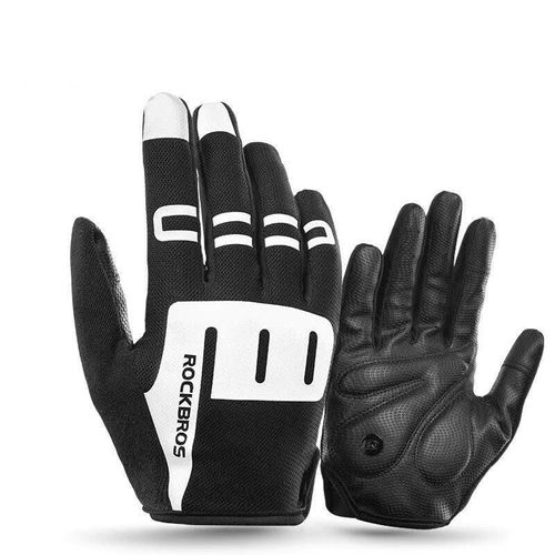 Guantes para ciclismo largos negros con blanco Rockbros Talla M