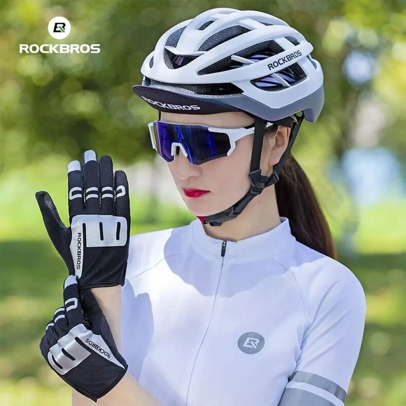 Guantes-para-ciclismo-largos-negros-con-blanco-Rockbros-Talla-M