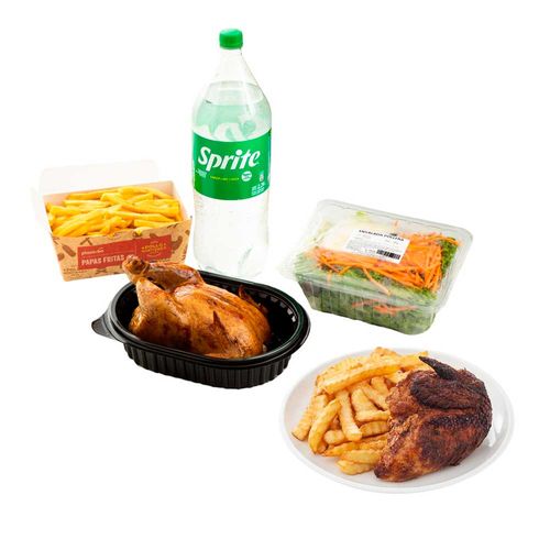 Pack Combo Pollo Rostizado + Papas + Ensalada + Gaseosa 2.25L + 1/4 Pollo Rostizado + Papas Fritas