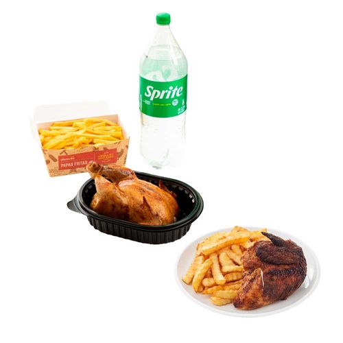 Pack Combo Pollo Rostizado + Papas Fritas + Gaseosa 2.25L + 1/4 Pollo Rostizado + Papas Fritas