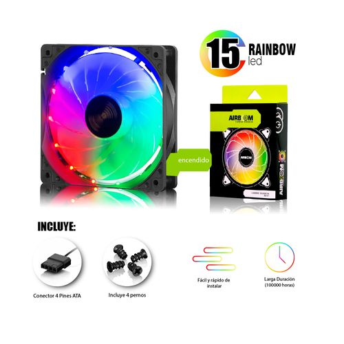 Ventilador para Case Gamer Turbine Rainbow Airboom AB-125