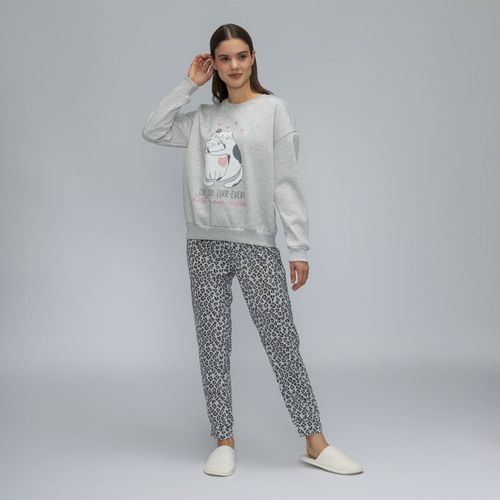 Pack Pijama Mamá Pet Polar Hypnotic Gris Talla XL