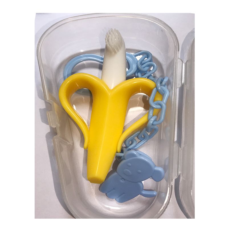 Mordedor-Banana-Amarillo-Con-Cadena-Baby-Froggie-Perrito-Azul-Para-Bebe