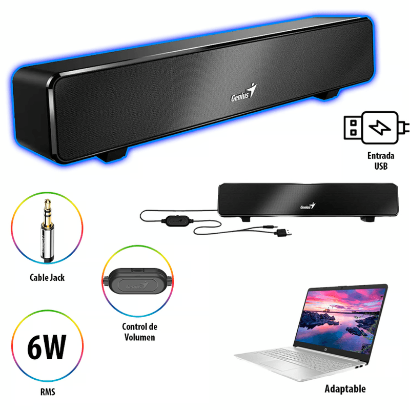 PARLANTE-GENIUS-SOUND-BAR-100-MINI-6W-USB-BLACK