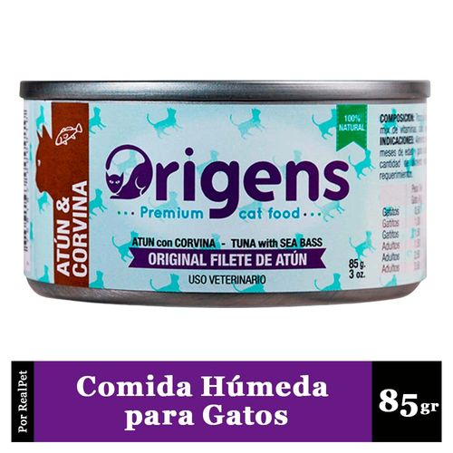 Comida Húmeda para Gato Origens Filete Atún con Corvina 85gr