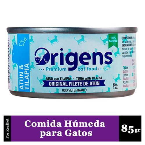 Comida Húmeda para Gato Origens Filete Atún con Tilapia 85gr