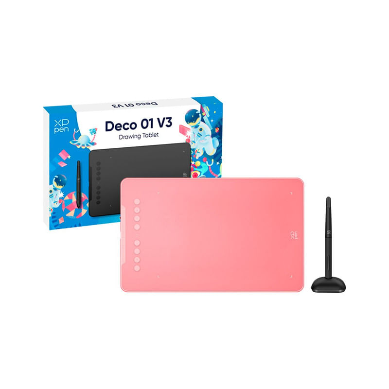 TABLETA GRÁFICA XP-PEN DECO 01 V3 / USB-C / ROSADO / Android - Windows y MacOS