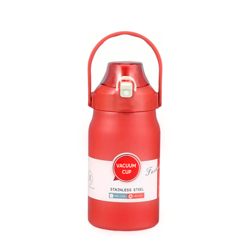 Termo de Acero Inoxidable Con Pajita Portable Acabado Mate Rojo