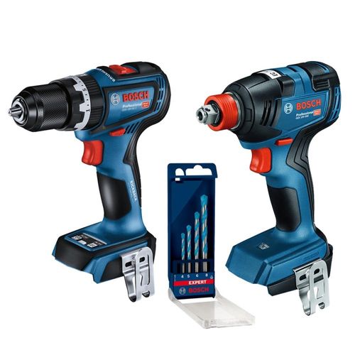 Taladro Percutor GSB 18V-90 C + Llave de Impacto GDX 180-200 + Set de 4 Brocas Multimaterial Bosch