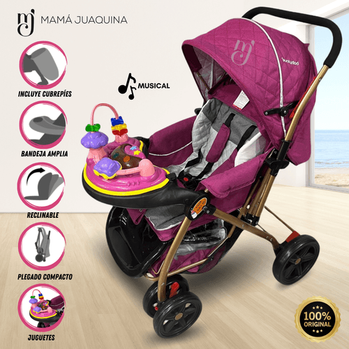 COCHE CUNA MUSICAL «MAXI SUMMER» FUCSIA